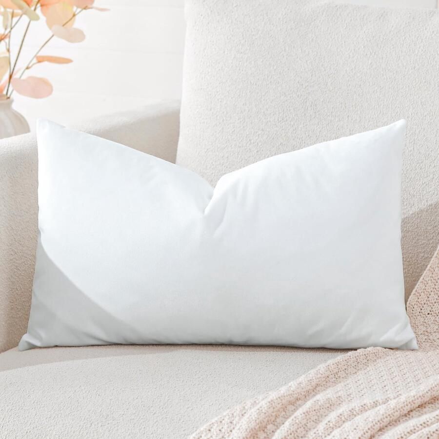 Ibenzoa Fluwelen decoratieve kussensloop voor bank en slaapkamer in wit 40 x 60 cm