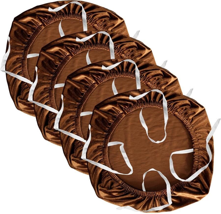 Ibenzoa Fluwelen stoelhoezen set voor stoelen elastisch en wasbaar 38-48 cm bruine tinten 4 stuks