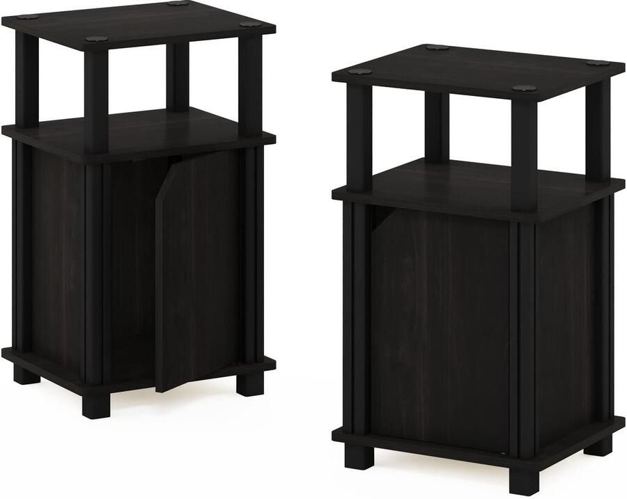 Ibenzoa Functioneel drielaags bijzettafelset met deur en opbergruimte in zwart