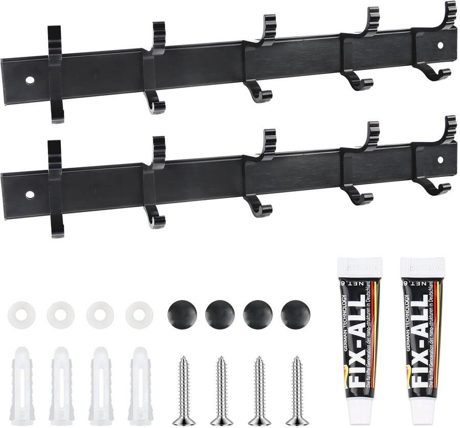 Ibenzoa Functionele Muurhaken voor Ruimtes met 5 Dubbele Haken voor Extra Opslag