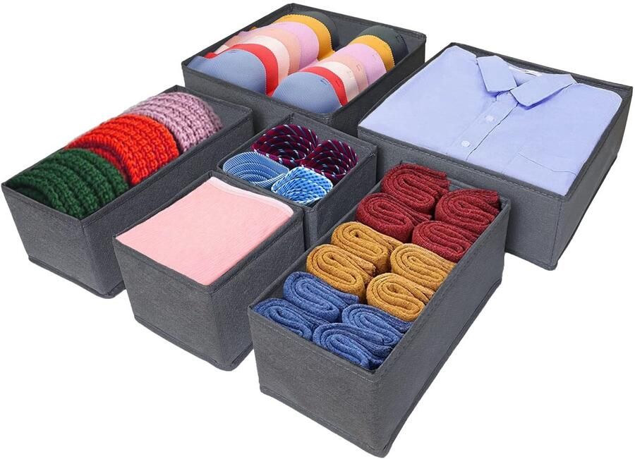 Ibenzoa Geavanceerd Schuiflade Organisatiesysteem met 6 Vouwbare Opbergdozen voor Kleding en Accessoires