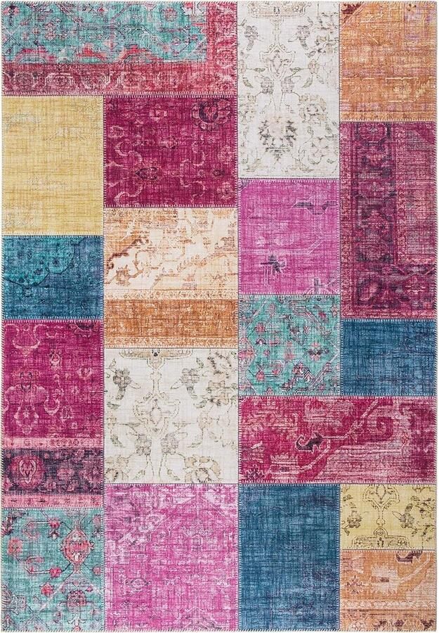 Ibenzoa Gedetailleerd Digitale Patchwork Vloerkleed – 160 x 230 cm – Unieke Textuur en Design