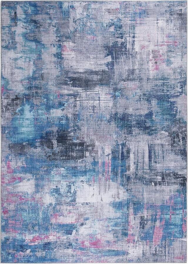 Ibenzoa Gedetailleerd Vintage Vloerkleed – Grauwnis en Blauw 160x230 cm