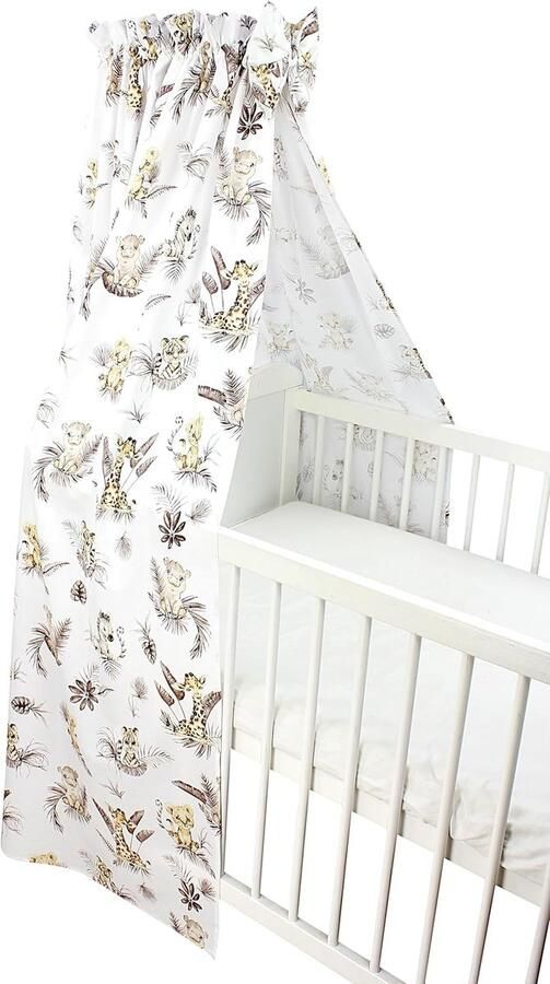 Ibenzoa Gedetailleerde Baby Bed Hemel Beige Leeuwenprint 160x240 cm Zachte Decoratie
