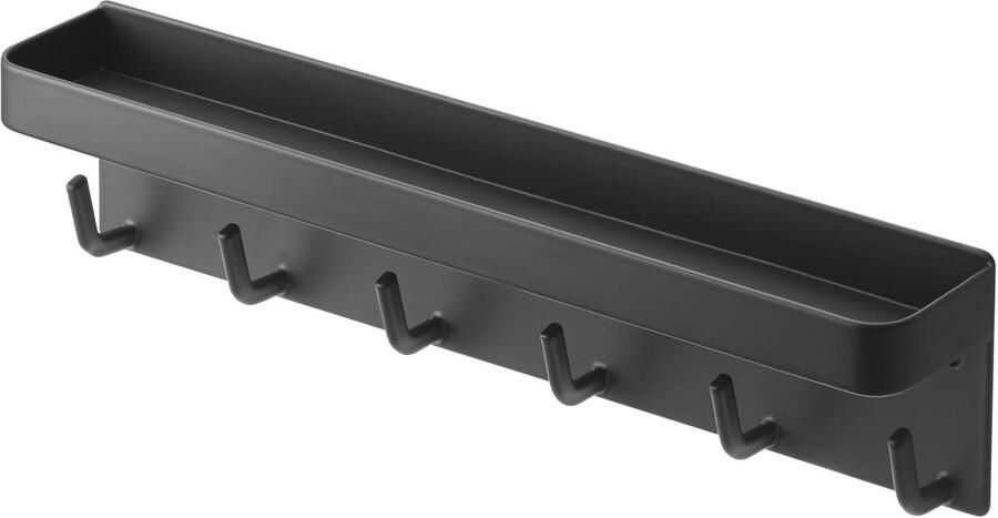 Ibenzoa Geïntegreerde Magnetische Sleutelhaak met Planken Zwart Staal – Minimalistisch Design