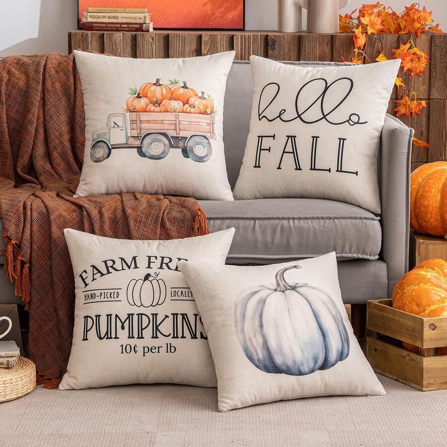 Ibenzoa Geometrische Kussenhoezen Set – 4 Stuks Grijs 45 x 45 cm – Voor Bank en Woonkamer Decoratie