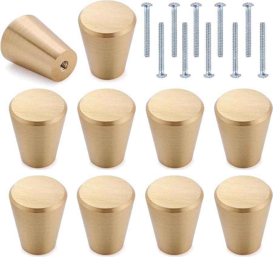 Ibenzoa Goudkleurige Metalen Kastknoppen Set van 10 Stuks met Schroeven