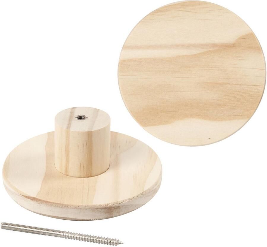 Ibenzoa Grenenhouten Garderobehaken Ronde Plaat voor Kinderkamer Ø 11 cm 1 Stuk