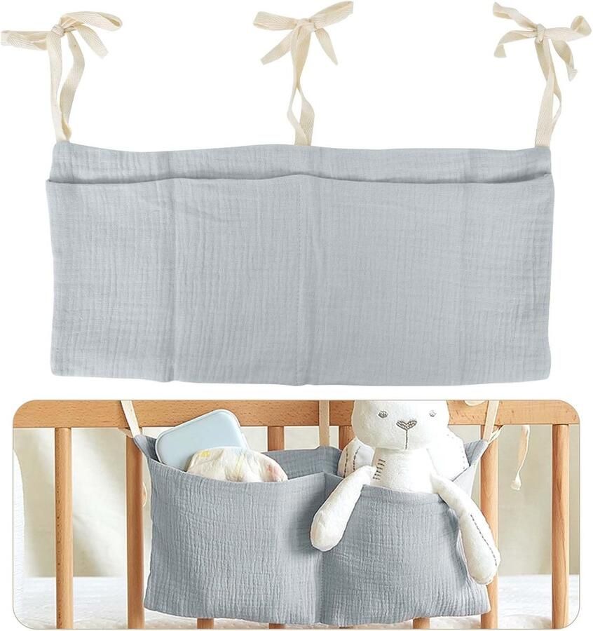 Ibenzoa Grijs Kinderkamer Bedzak met Twee Zakken Organisatie voor Wieg en Bed