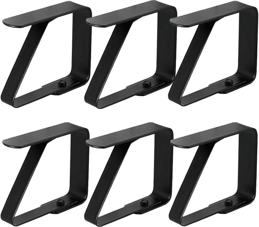 Ibenzoa Grote set van 6 tafelkleedklemmen in stijlvol zwart voor stevige bevestiging