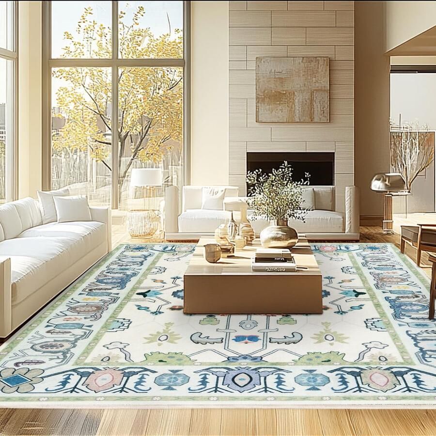 Ibenzoa Grote Vintage Tapijt 140x200cm Zachte Textuur Wasbaar Antislip Onderzijde