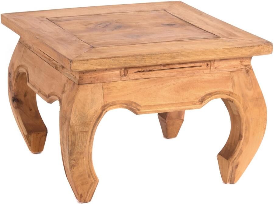 Ibenzoa Handgemaakte Aziatische Bijzettafel van Massief Hout met Vintage Design en Honingkleurige Wasafwerking