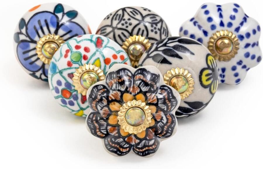 Ibenzoa Handgemaakte Bloemvormige Keramische Deurknoppen voor Stijlvolle Meubelvernieuwing 25 Stuks