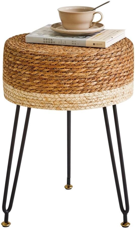 Ibenzoa Handgemaakte Zitkruk van Natuurlijk Zeegras met Verstelbare Metalen Poten voor Huisdecoratie
