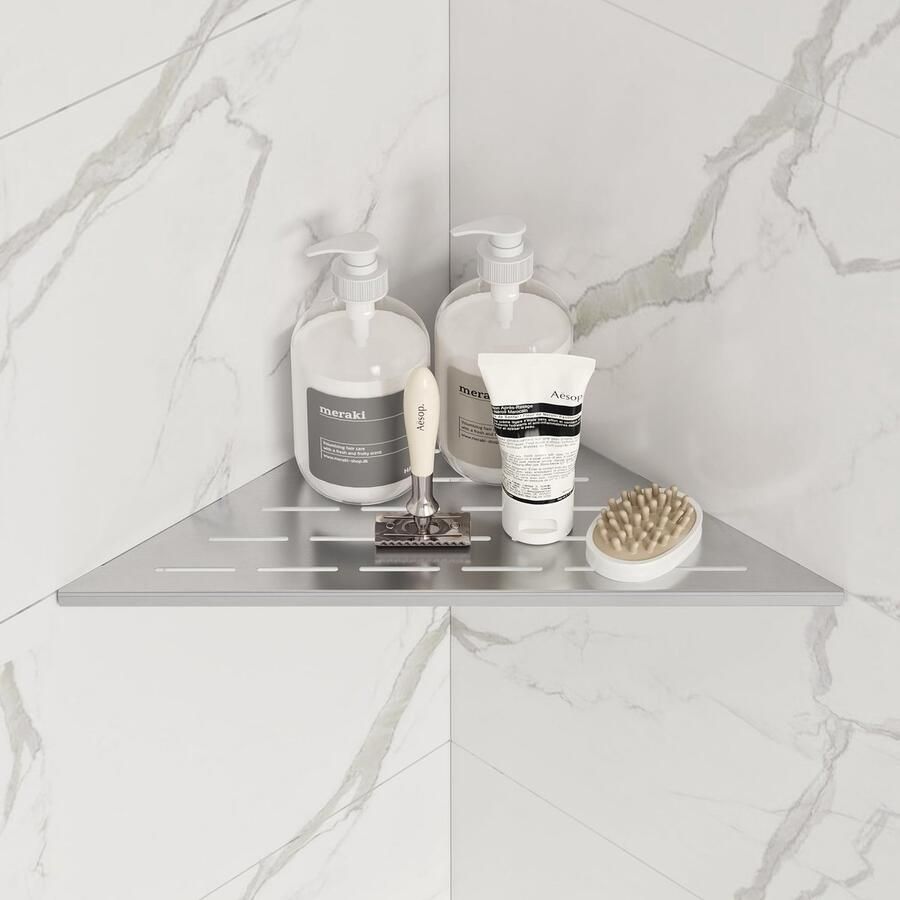 Ibenzoa Hoekige doucheplank van roestvrij staal voor badkamer en keuken met eenvoudig te installeren ontwerp