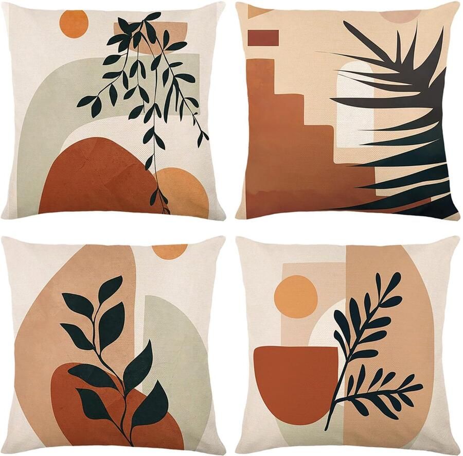 Ibenzoa Hoeslussen van 45x45 cm Set van 4 Linnen Decoratie voor Bank Slaapkamer en Tuin