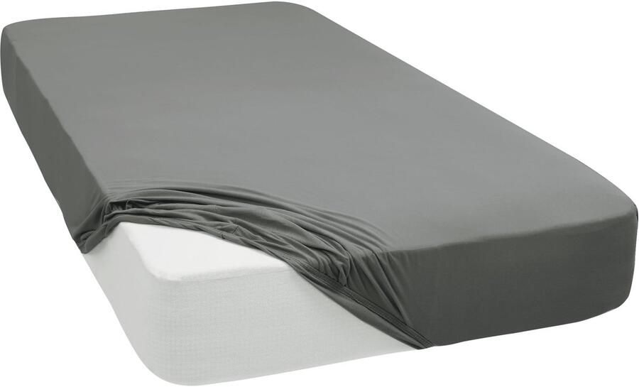 Ibenzoa Hoogwaardig Jersey Hoeslaken van 100% Katoen voor Boxspring- en Waterbedden in 28 Kleuren x 200 cm Zilver