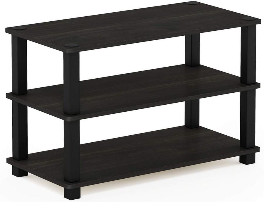 Ibenzoa Houten Schoenenrek met Drie Niveaus in Espressozwart voor Compact Ruimtegebruik