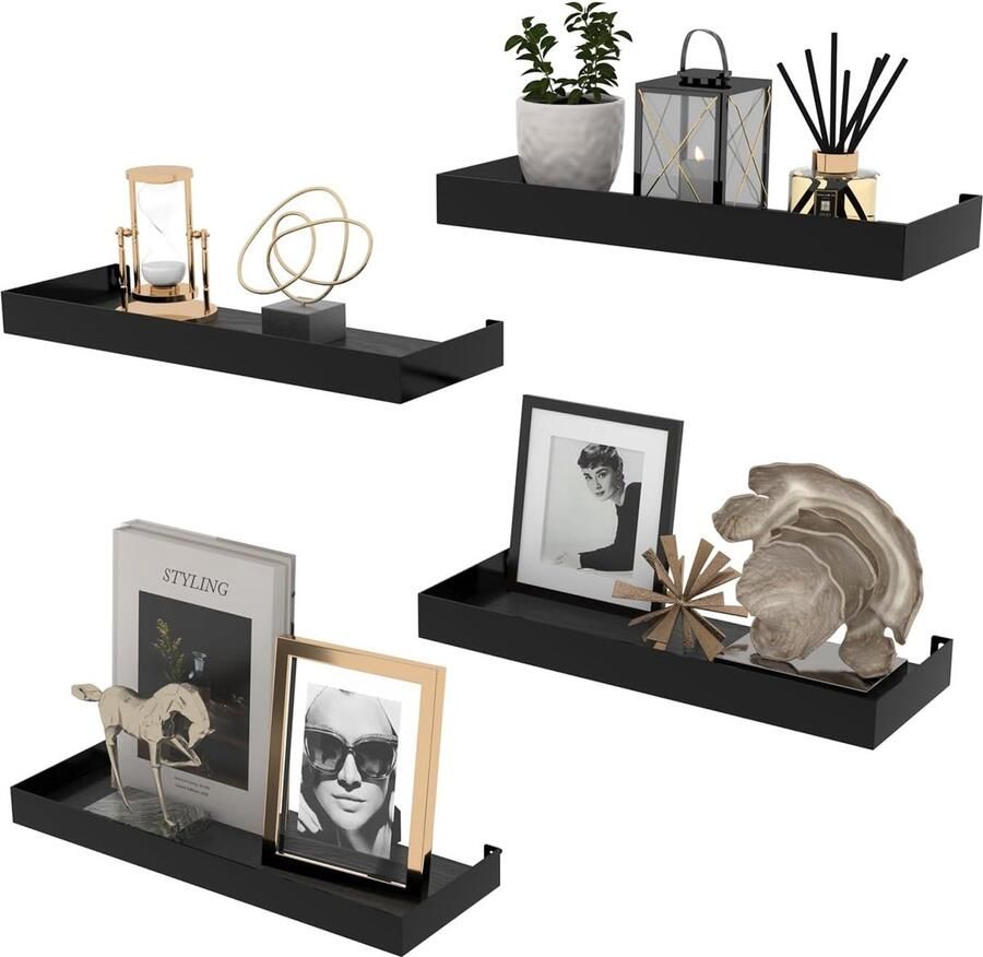 Ibenzoa Houten Wandplankenset Rustieke Design voor Multifunctionele Opslag