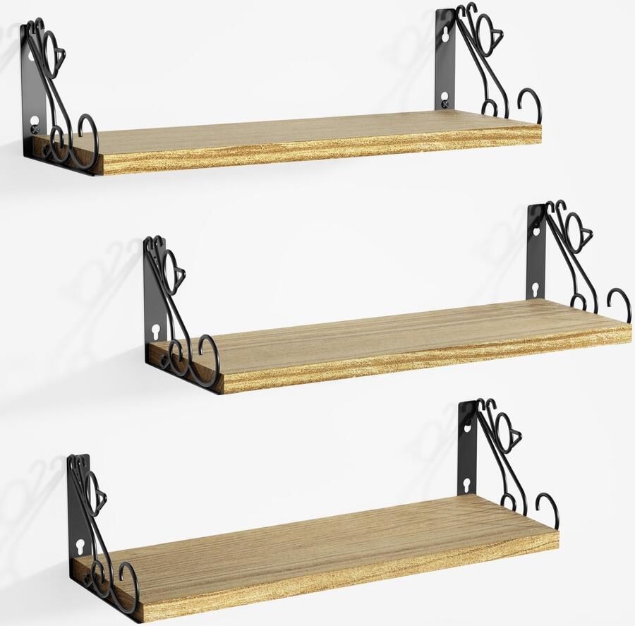 Ibenzoa Houten Wandrek Set van 3 met Kattenvorm voor Kamers