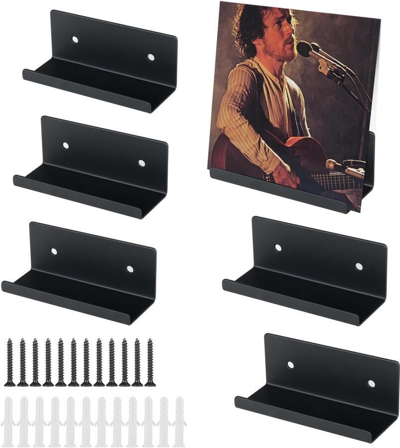 Ibenzoa IJzeren Wandhouders voor Vinylplaten en Fotolijsten Set van 6 Stuks Ideaal voor Decoratieve Opbergruimte