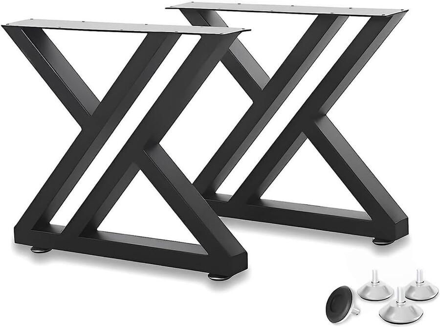 Ibenzoa Industrieel Ontwerp Stalen X-Raam Tafelpoten voor Meubels 70 cm x 50 cm Set van 2