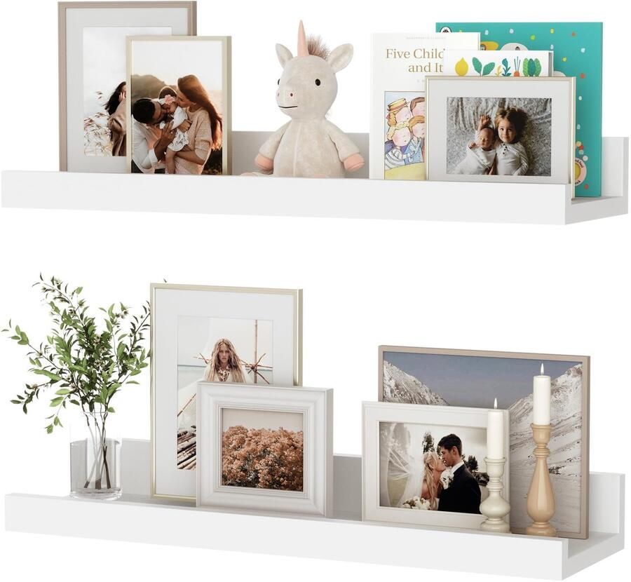 Ibenzoa Industrieel Ontworpen Zwevende Wandrekken Set van 2 voor Stijlvolle Opbergruimte en Decoratie