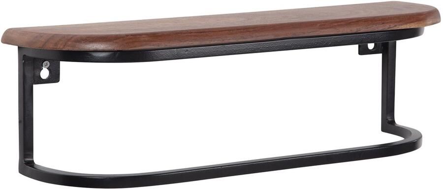 Ibenzoa Industrieel Zwevend Wandrek van Massief Sheeshamhout en Metaal voor Woonkamerdecoratie