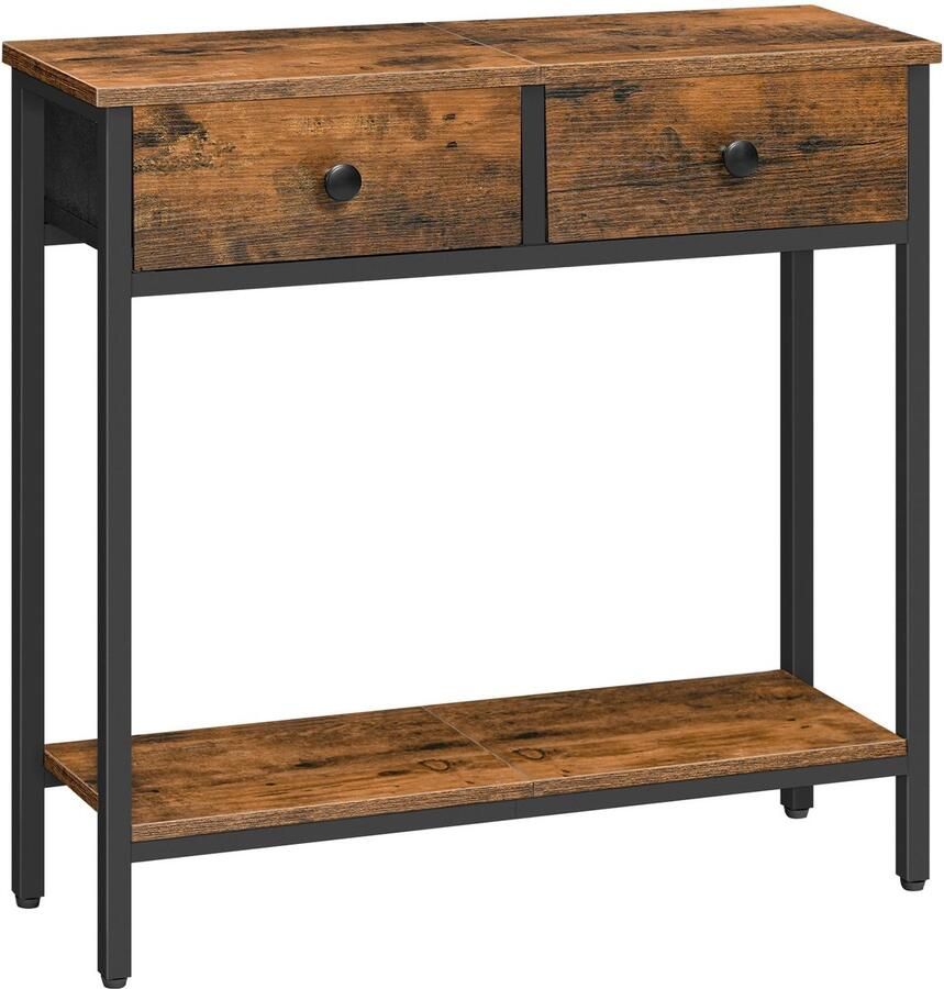 Ibenzoa Industriële consoletafel met stoffen laden en open plank voor elke ruimte