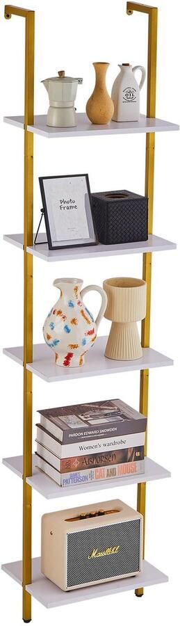 Ibenzoa Industriële wandplank met vijf niveaus voor veelzijdige opslag thuis