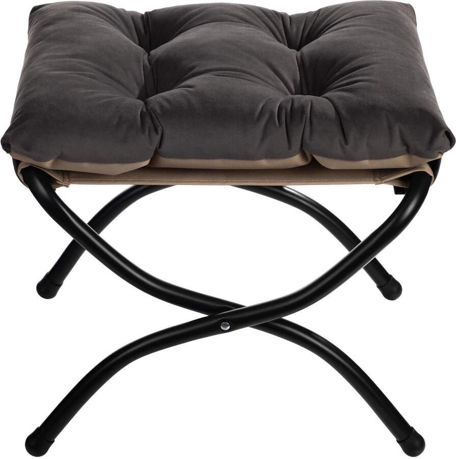 Ibenzoa Inklapbare voetenbank met metalen poten en afneembaar fluwelen kussen voor ultiem comfort
