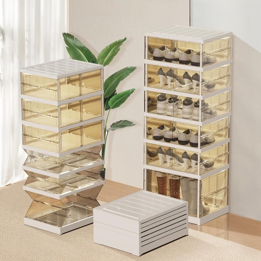 Ibenzoa Innovatieve Stapelbare Schoenenkast Met Magnetische Deuren Voor Maximale Opslag