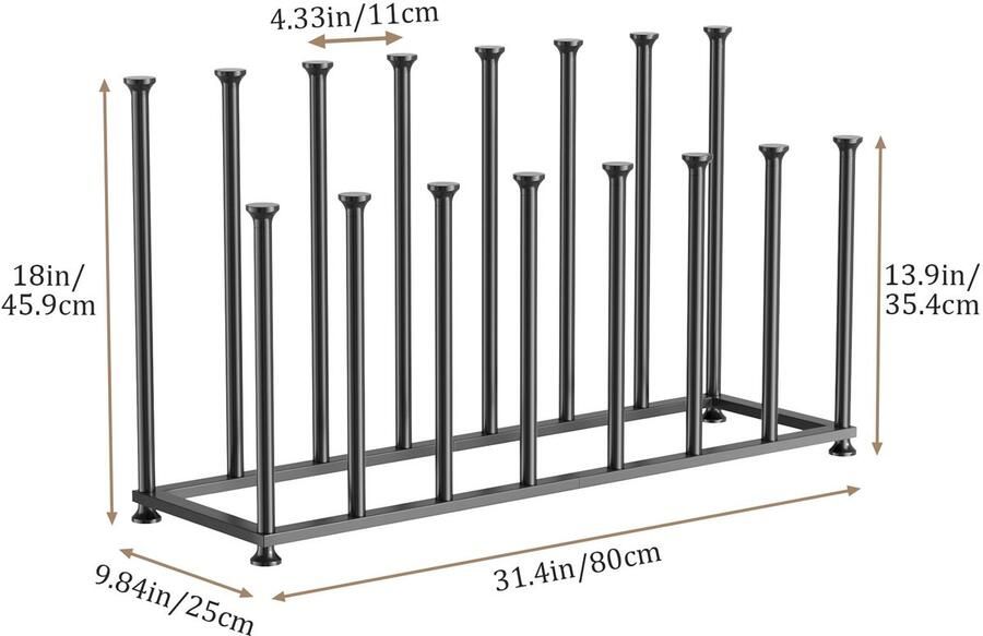 Ibenzoa Innovatieve vrijstaande laarzenopberger voor ruimtes in stijlvol zwart metaal