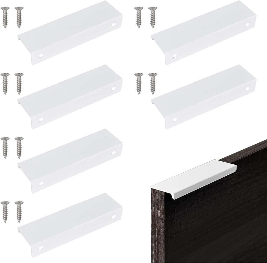 Ibenzoa Kastgrepen met onzichtbare montage voor moderne meubels en keukenkasten set van 6 wit