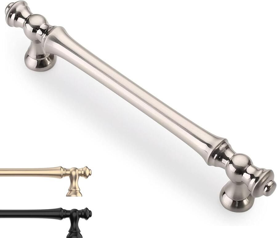 Ibenzoa Kastgrepen Set van 6 Stuks in Geborsteld Nikkel voor Meubels en Keukens