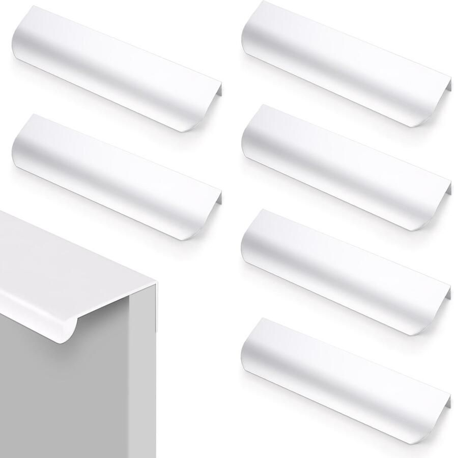 Ibenzoa Kastgrepen Set van 6 Verborgen Ontwerp voor Kasten en Laden in Witte Afwerking