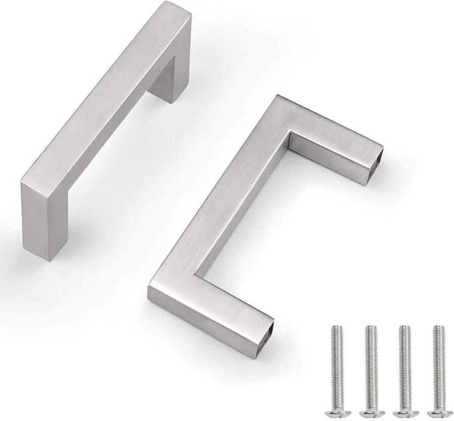 Ibenzoa Kastgrepen van geborsteld roestvrij staal voor keukenkasten 64 mm gatafstand zilver 2 stuks