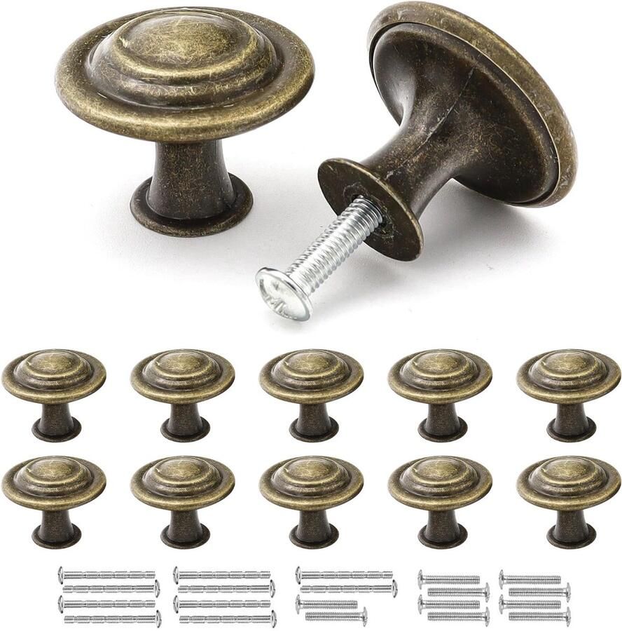 Ibenzoa Kastknoppen Set van 10 Stuks in Antiek Brons voor Meubels