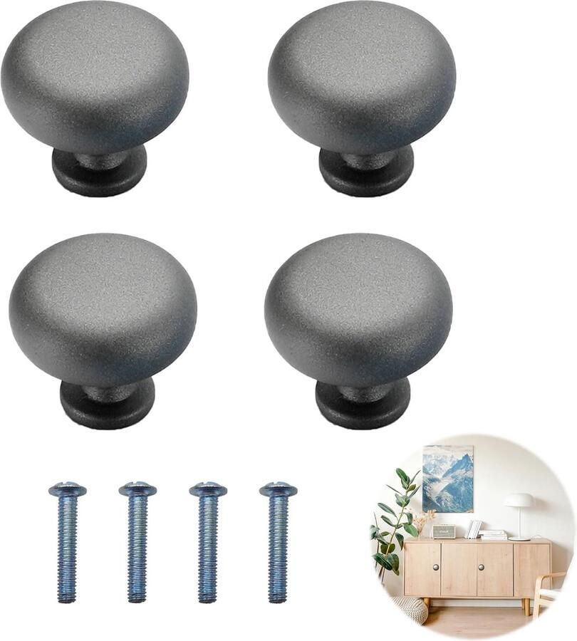 Ibenzoa Kastknoppen Set van 4 Stuks voor Meubeltoepassingen Grijs Mat Design Eenvoudige Installatie
