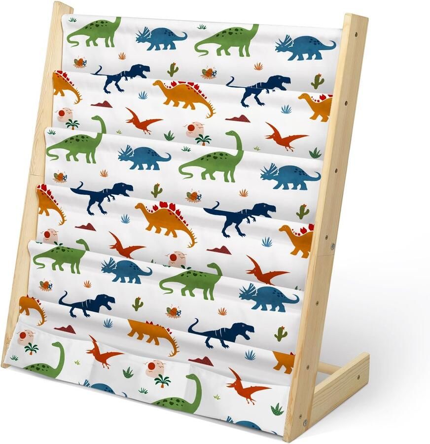 Ibenzoa Kindvriendelijke Boekenkast met Dinosaurusontwerp en Multifunctionele Opbergmogelijkheden