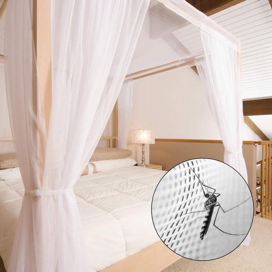 Ibenzoa Klamboe voor tweepersoonsbed met fijnmazig vliegennet voor thuis en op reis 220 x 200 x 200 cm