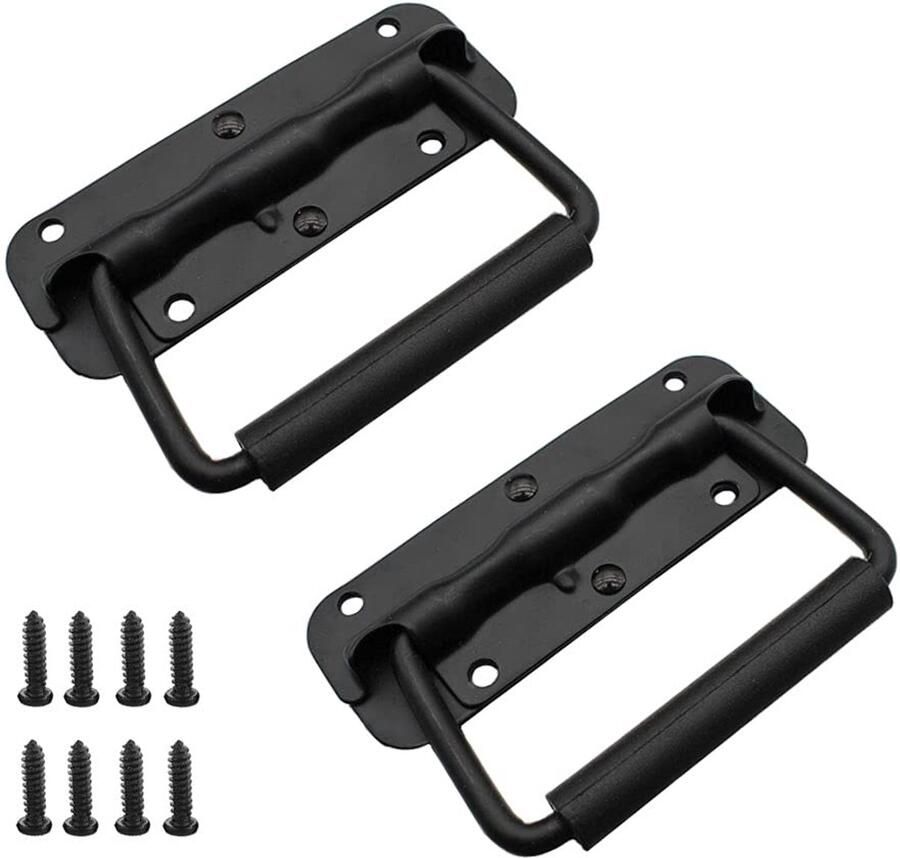 Ibenzoa Klapbare Zwarte Handgrepen voor Kisten en Dozen Set van 2 met Bevestigingsschroeven