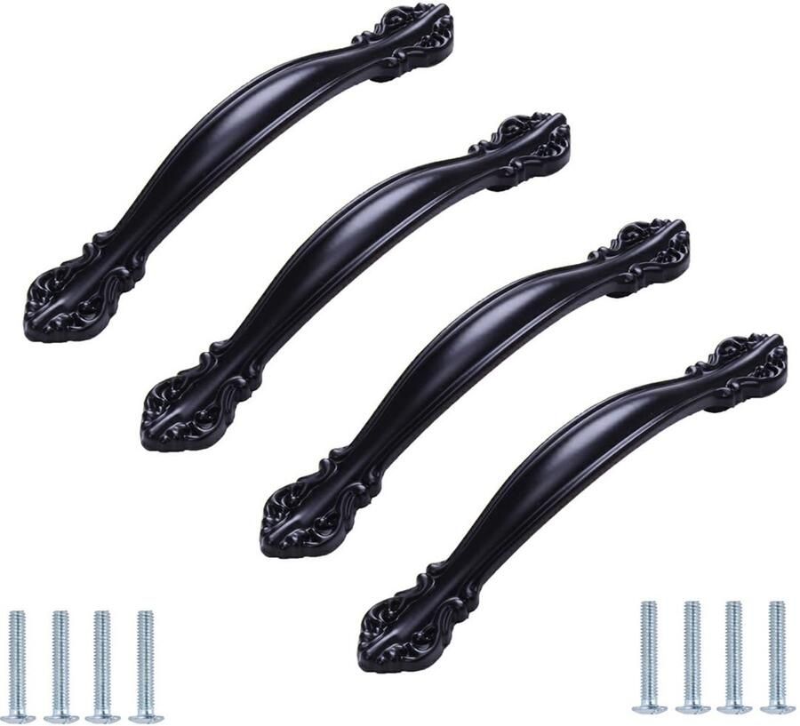 Ibenzoa Klassieke set van 4 retro kastgrepen voor deurstijlen en keukeninrichting