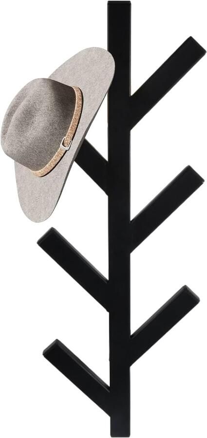 Ibenzoa Kledinghaken voor aan de muur met 6 haken stevig zwart metalen ontwerp ruimtebesparend