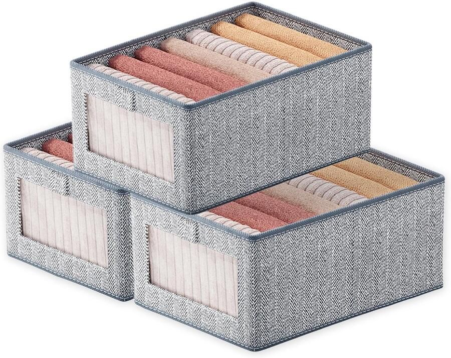 Ibenzoa Kledingopbergers Set van 3 Stuks Met Transparant Venster Voor Efficiënte Kastorganisatie