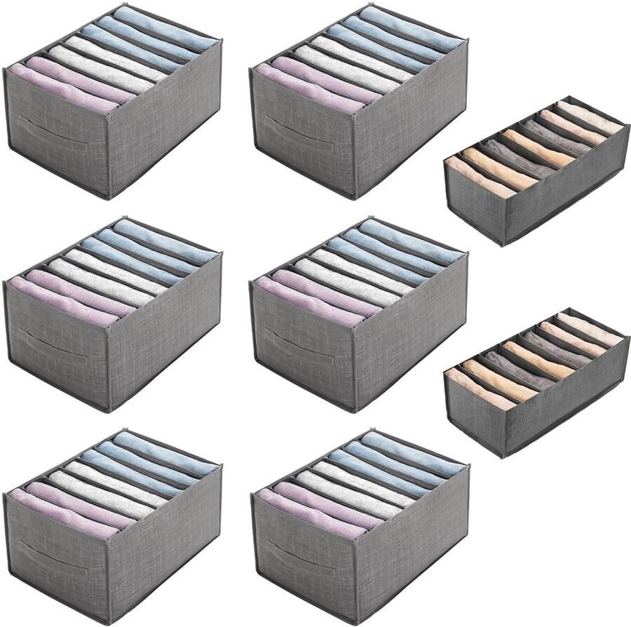 Ibenzoa Kledingorganizer Set van 8 Stuks met Handige Vakken voor Efficiënt Opbergen van Kleding