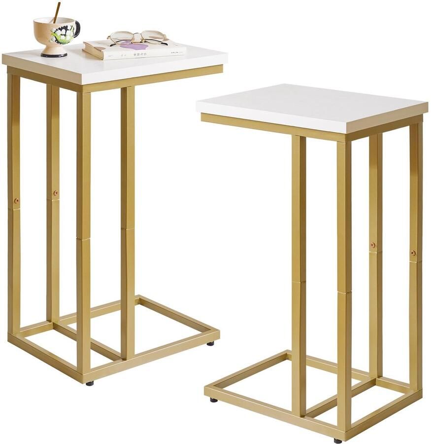 Ibenzoa Kleine multifunctionele bijzettafel set elegant wit en goud ontwerp voor ruimtes