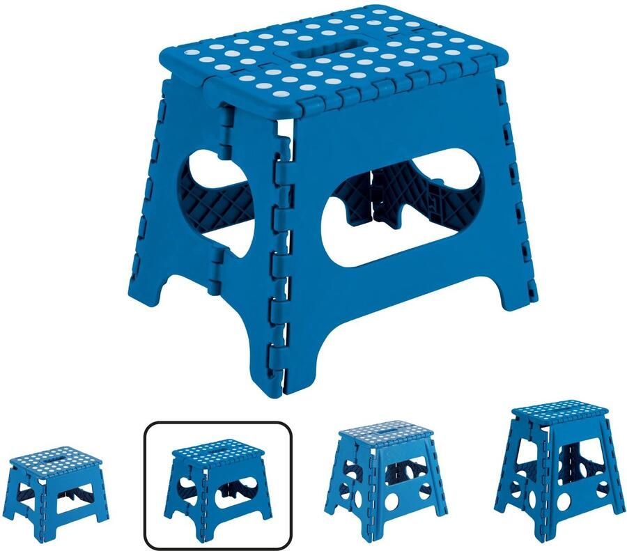 Ibenzoa Kleine Opvouwbare Multifunctionele Kruk voor Binnen en Buiten 150 kg Draagvermogen 27 cm Hoog Blauw