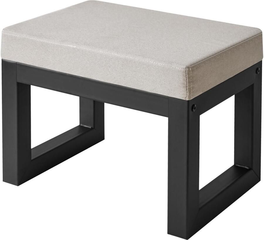 Ibenzoa Kleine stijlvolle linnen voetenbank met comfortabele zitting en stevige metalen poten voor elke ruimte