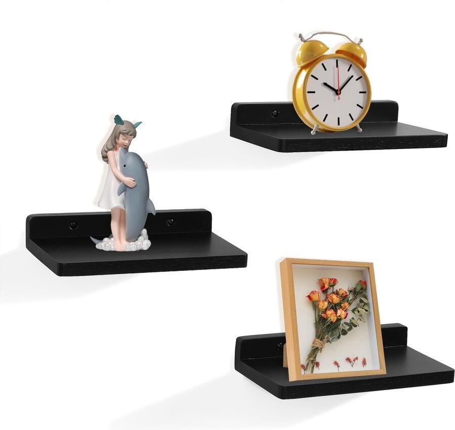 Ibenzoa Kleine zwevende wandplanken set van 3 voor ruimtes in huis